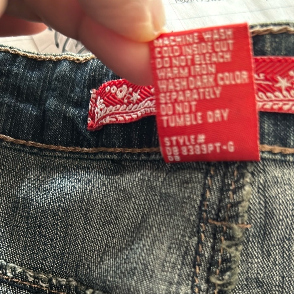 Cos Women’s Denim Y2K Boho Hippie Studded Embroidered Bootcut Blue Jeans Sz 12P - Picture 16 of 16